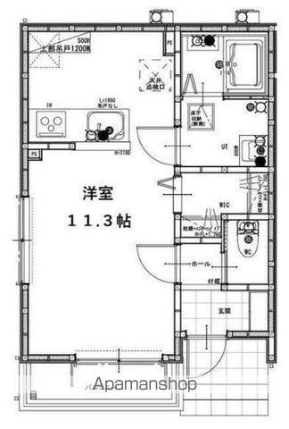 グランソフィア貝柄山(ワンルーム/1階)の間取り写真