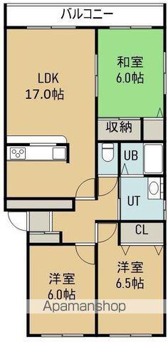 フラットフォーレスト本通(3LDK/1階)の間取り写真