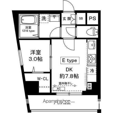 ミレベル千歳台(1DK/2階)の間取り写真