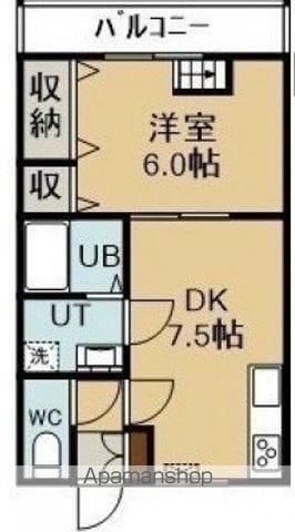 ピースビレッジ(1DK/2階)の間取り写真