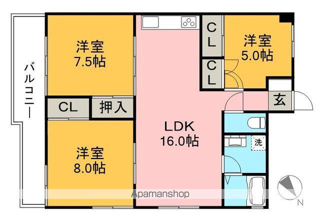 汐江ハイツ(3LDK/4階)の間取り写真