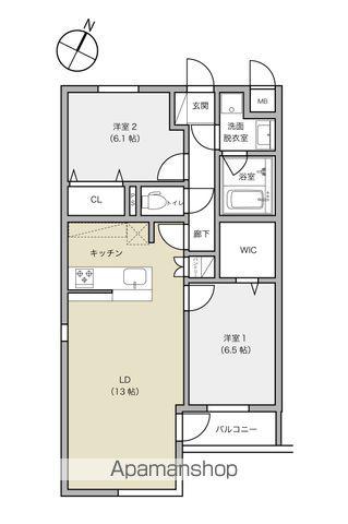 ジュヴネ白板(2LDK/5階)の間取り写真
