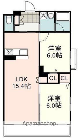 エーデルコート(2LDK/4階)の間取り写真