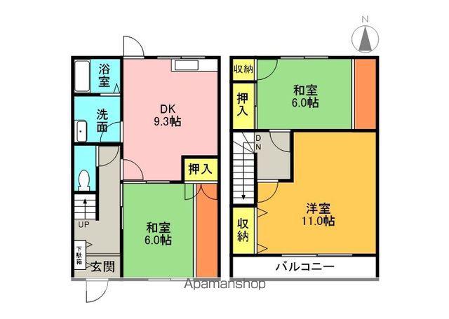 ビレッジ二本松E(3DK/1階)の間取り写真