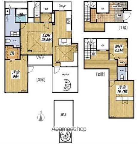 TRES CASAS(2SLDK/3階)の間取り写真