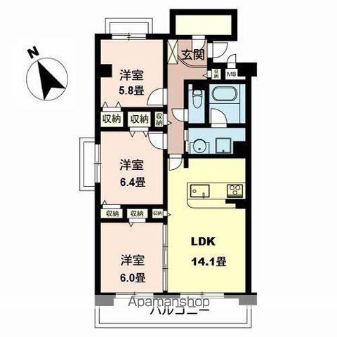 ストーク宮苑(3LDK/4階)の間取り写真