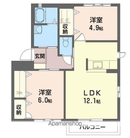 コートスクエアB(2LDK/2階)の間取り写真