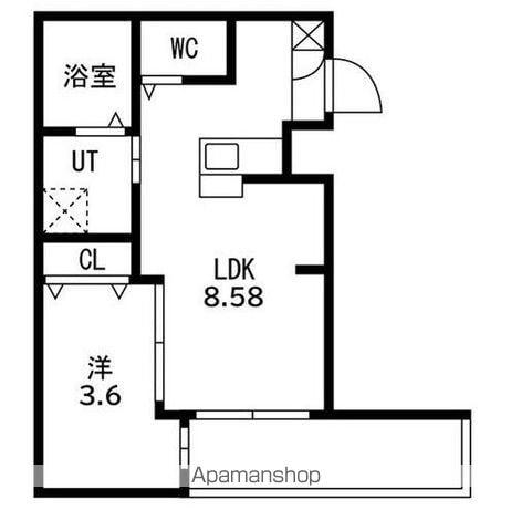 シーエムアンイースト(1LDK/3階)の間取り写真