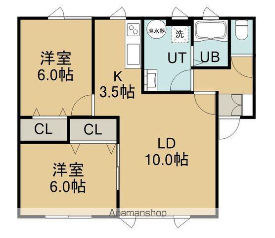 函館本線 桔梗駅 徒歩6分 2階建 築18年(2LDK/2階)の間取り写真