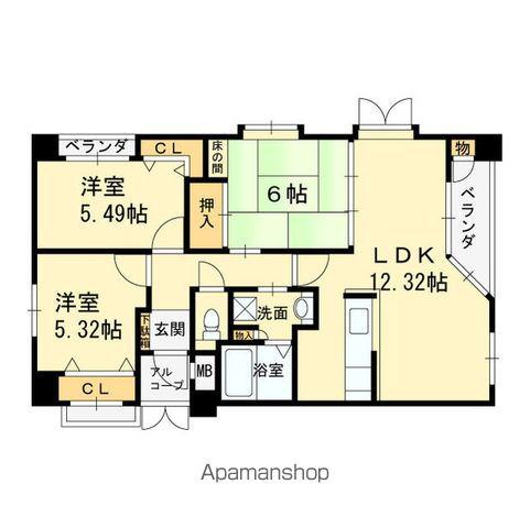 ジョワジール長居公園(3LDK/2階)の間取り写真