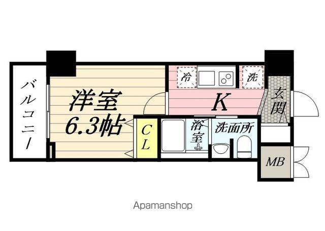 エルプレイス新子安2(1K/2階)の間取り写真