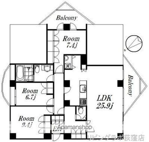 宮前ヴィレッジ(3LDK/3階)の間取り写真