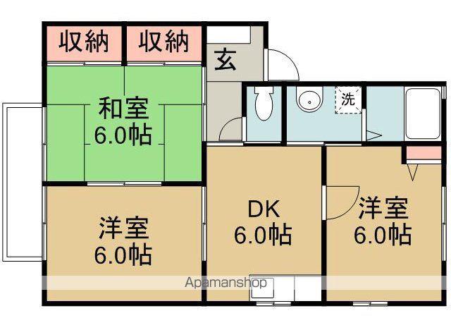 シャロームⅡ(3DK/2階)の間取り写真