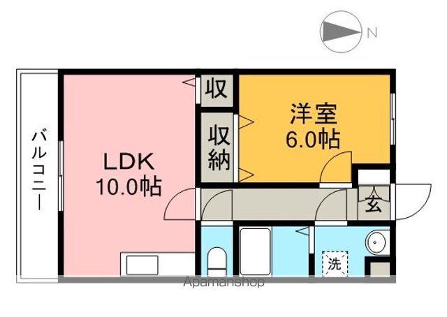 マリベールMⅡ(1LDK/3階)の間取り写真