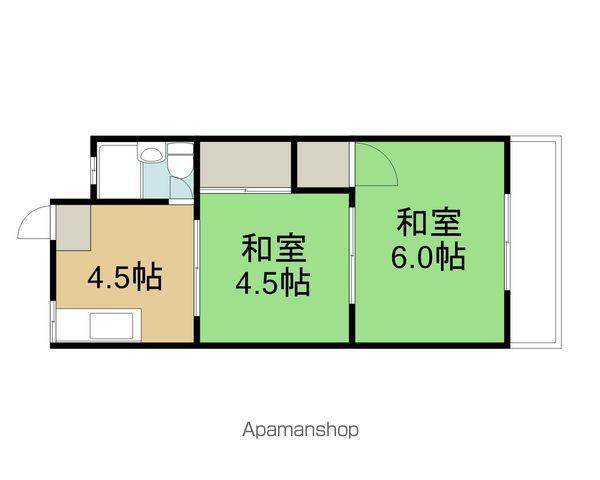 シャトー紫竹(2K/1階)の間取り写真