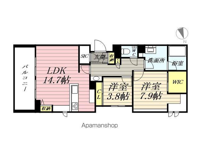 ゼフィールメゾンプレミア緑園(2LDK/1階)の間取り写真