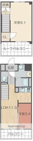 THE APARTMENT開(2LDK/9階)の間取り写真
