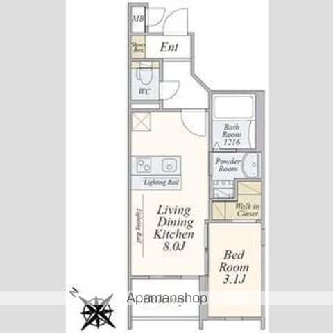 PLUS A HAKATA MODERNO(1LDK/3階)の間取り写真