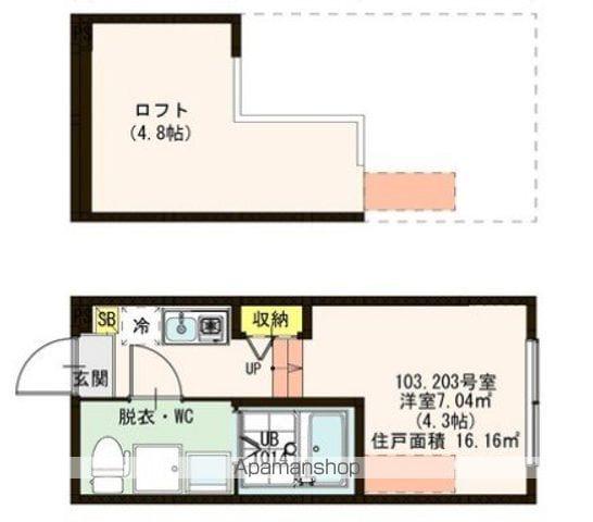 ハーモニーテラス鎌倉(ワンルーム/1階)の間取り写真