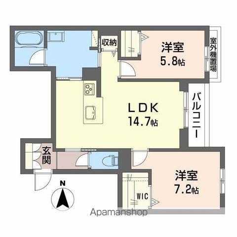 シャーメゾン 二口 パナⅩⅠ(2LDK/2階)の間取り写真