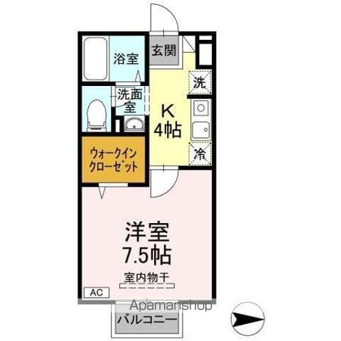 グランドソレーユSII(1K/2階)の間取り写真