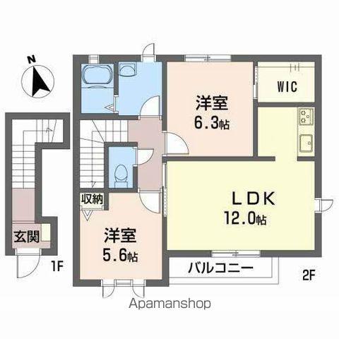 パルティータ2 B(2LDK/2階)の間取り写真