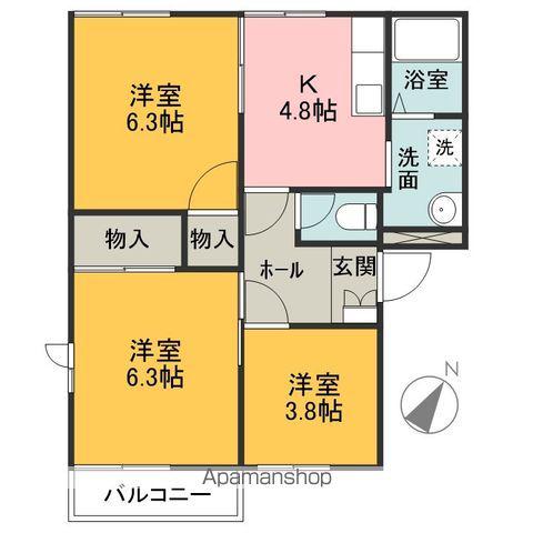 アイリスA(3K/2階)の間取り写真