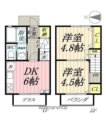 スカイコート鷹野B棟(2DK)の間取り写真