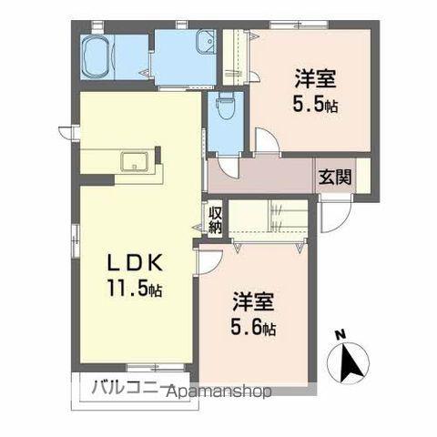 コーポユーカリⅡ(2LDK/1階)の間取り写真