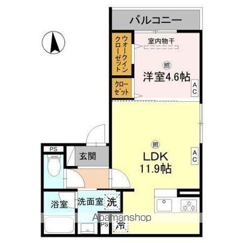 フルール長居(1LDK/3階)の間取り写真