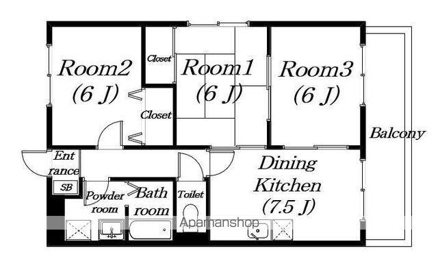 エスペランサⅡ(3DK/3階)の間取り写真