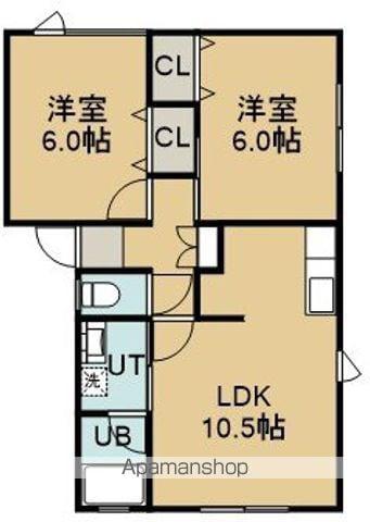 リヴァーサイド富岡(2LDK/2階)の間取り写真