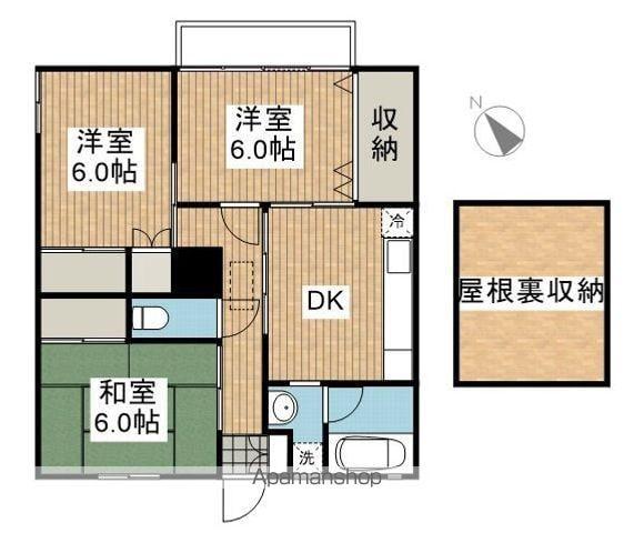 サンコーポ三笠(3DK/2階)の間取り写真