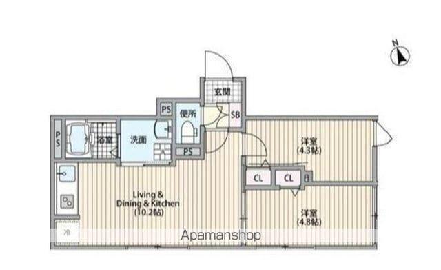HJクラウンⅠ(2LDK/3階)の間取り写真