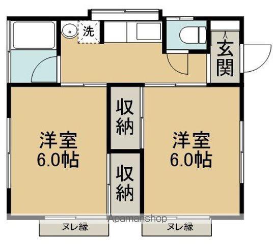 東武鉄道越生線 東毛呂駅 徒歩5分 1階建 築51年(2K)の間取り写真