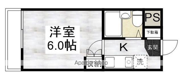 川越藤原町マンション(1K/2階)の間取り写真