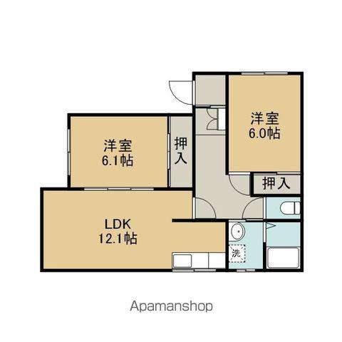 室蘭本線 錦岡駅 徒歩35分 1階建 築40年(2LDK)の間取り写真