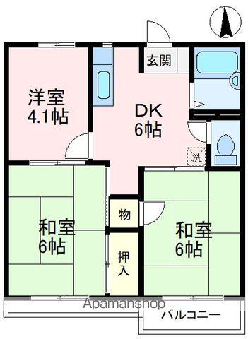 エレガンス狭山(3DK/2階)の間取り写真