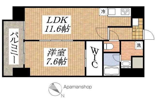 プライムコート立川(1LDK/14階)の間取り写真