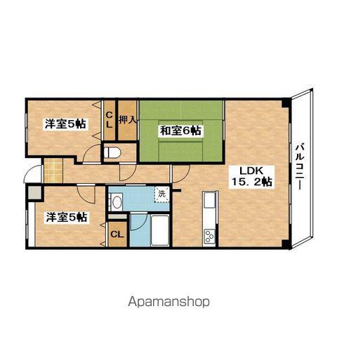 グレンエデン北谷(3LDK/3階)の間取り写真