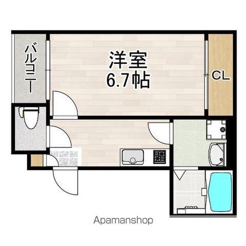 プルミエール角割町(1K/1階)の間取り写真