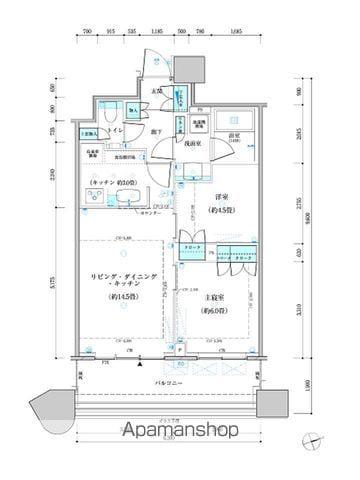 パークタワー勝どき サウス棟(2LDK/4階)の間取り写真