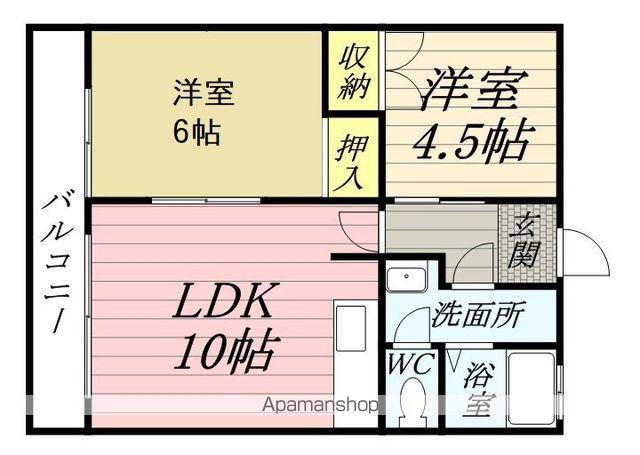 コーポラス田主丸Ⅱ(2LDK/2階)の間取り写真