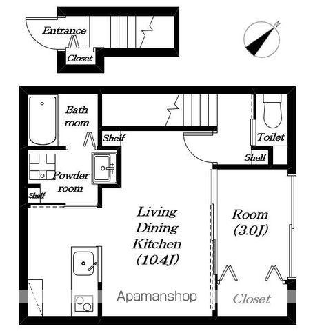 AS十ヘリオドール(1LDK/2階)の間取り写真