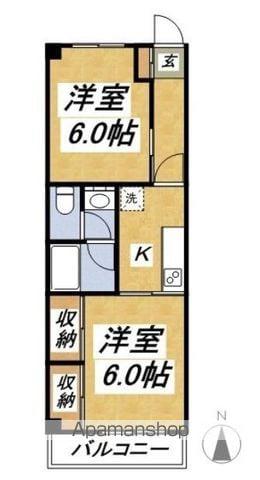 第一米田マンション(2K/2階)の間取り写真