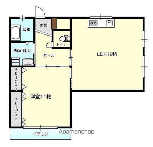火宮マンション(1LDK/1階)の間取り写真