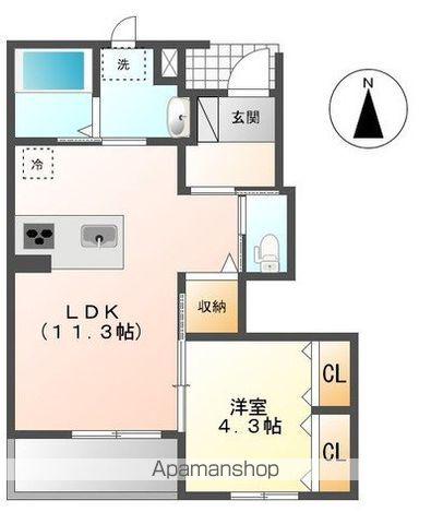 レジデンシア楓(1LDK/1階)の間取り写真