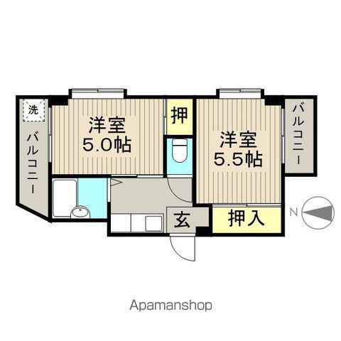 サンハイツ(2K/3階)の間取り写真