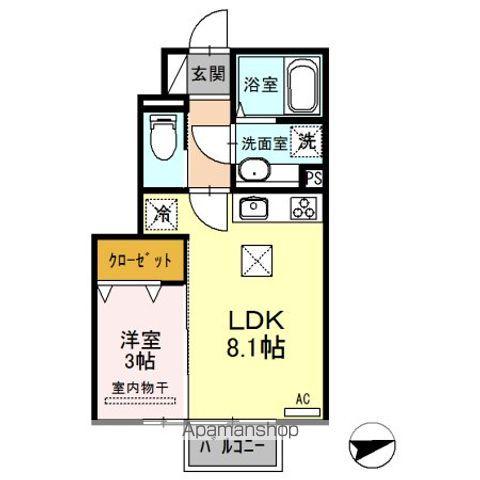 エルハーベン B(1LDK/1階)の間取り写真