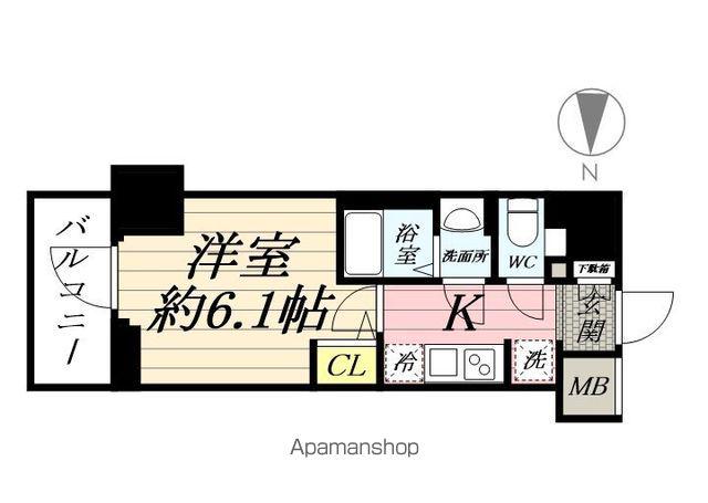 ルフレプレミアム横浜リーヴァ(1K/4階)の間取り写真